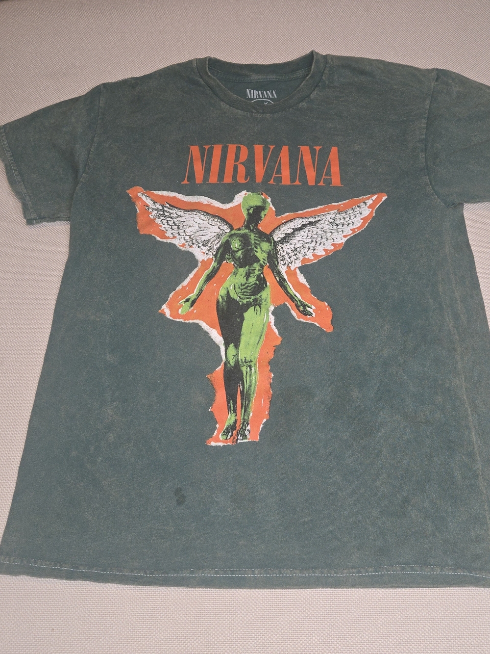 Nirvana Medium T-Shirt Green In Utero Anatomical Angel Graphic Classic Grunge